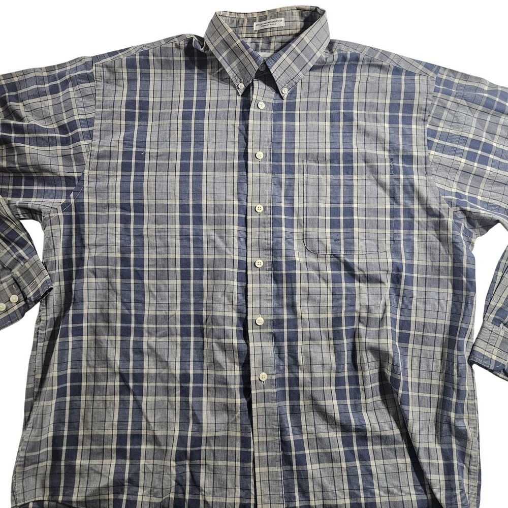 Wentworth‎ Shirt Mens XL Blue Plaid Long Sleeve Button Front Casual Cotton Blend